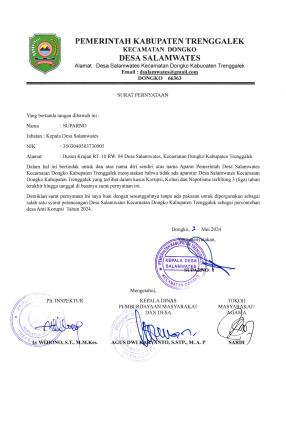 SURAT PERNYATAAN  BEBAS  KORUPSI, KOLUSI, dan NEPOTISME